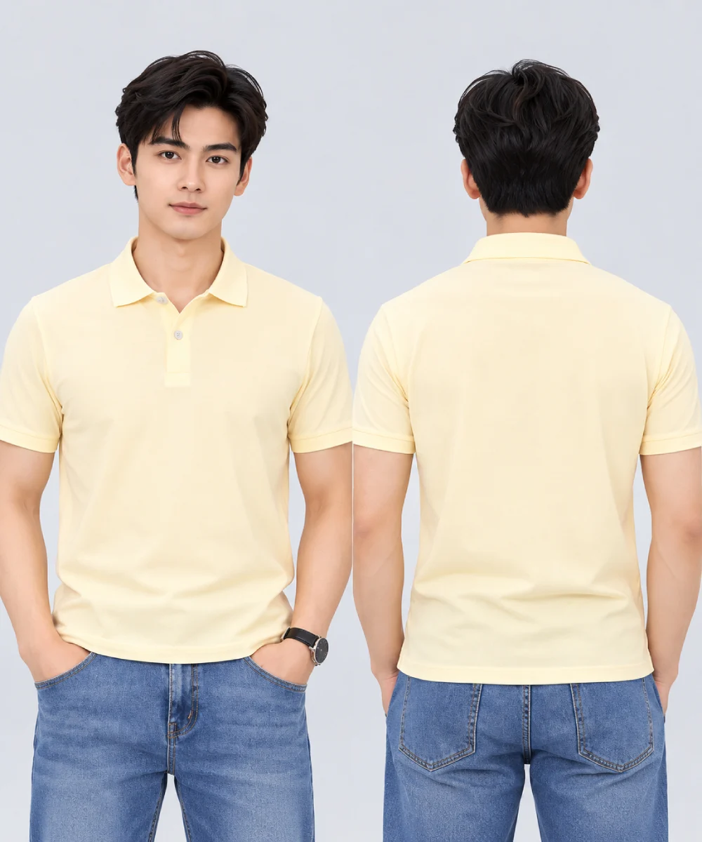 Áo Polo Đồng Phục Ngắn Tay Màu Kem Trơn
