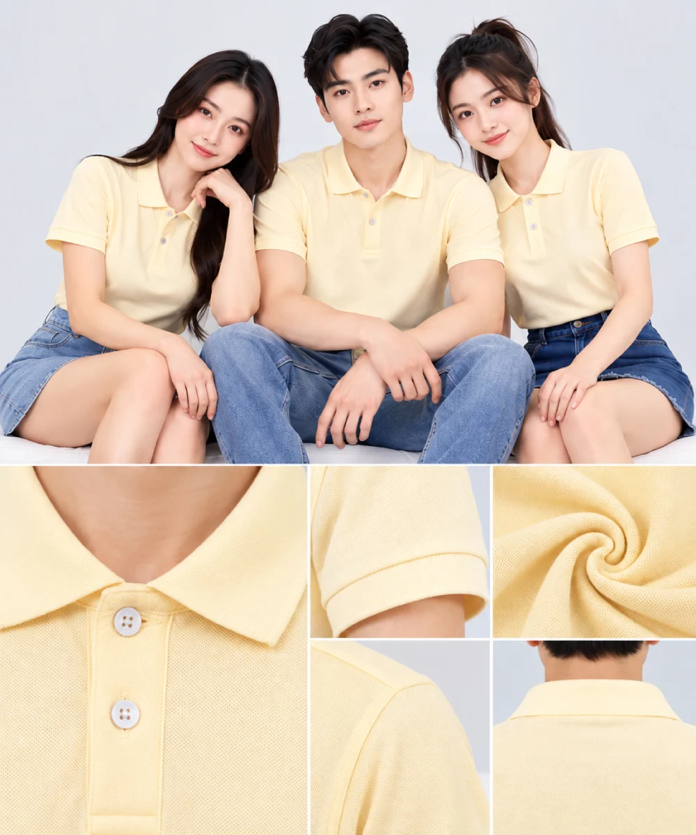 Áo Polo Đồng Phục Ngắn Tay Màu Kem Trơn