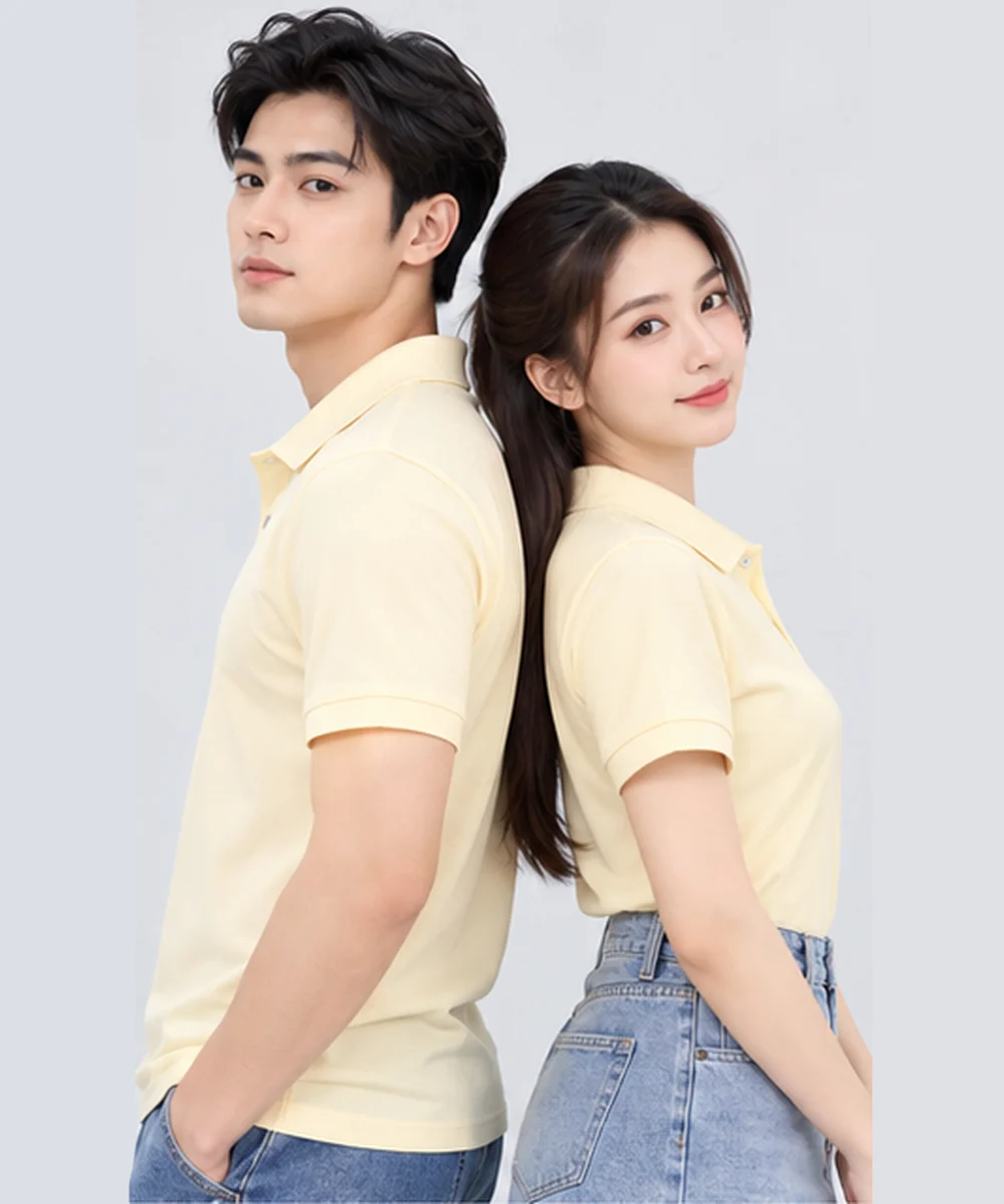 Áo Polo Đồng Phục Ngắn Tay Màu Kem Trơn