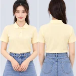 Áo Polo Đồng Phục Ngắn Tay Màu Kem Trơn