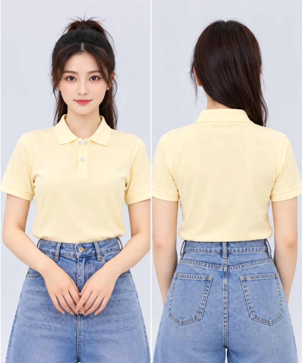 Áo Polo Đồng Phục Ngắn Tay Màu Kem Trơn