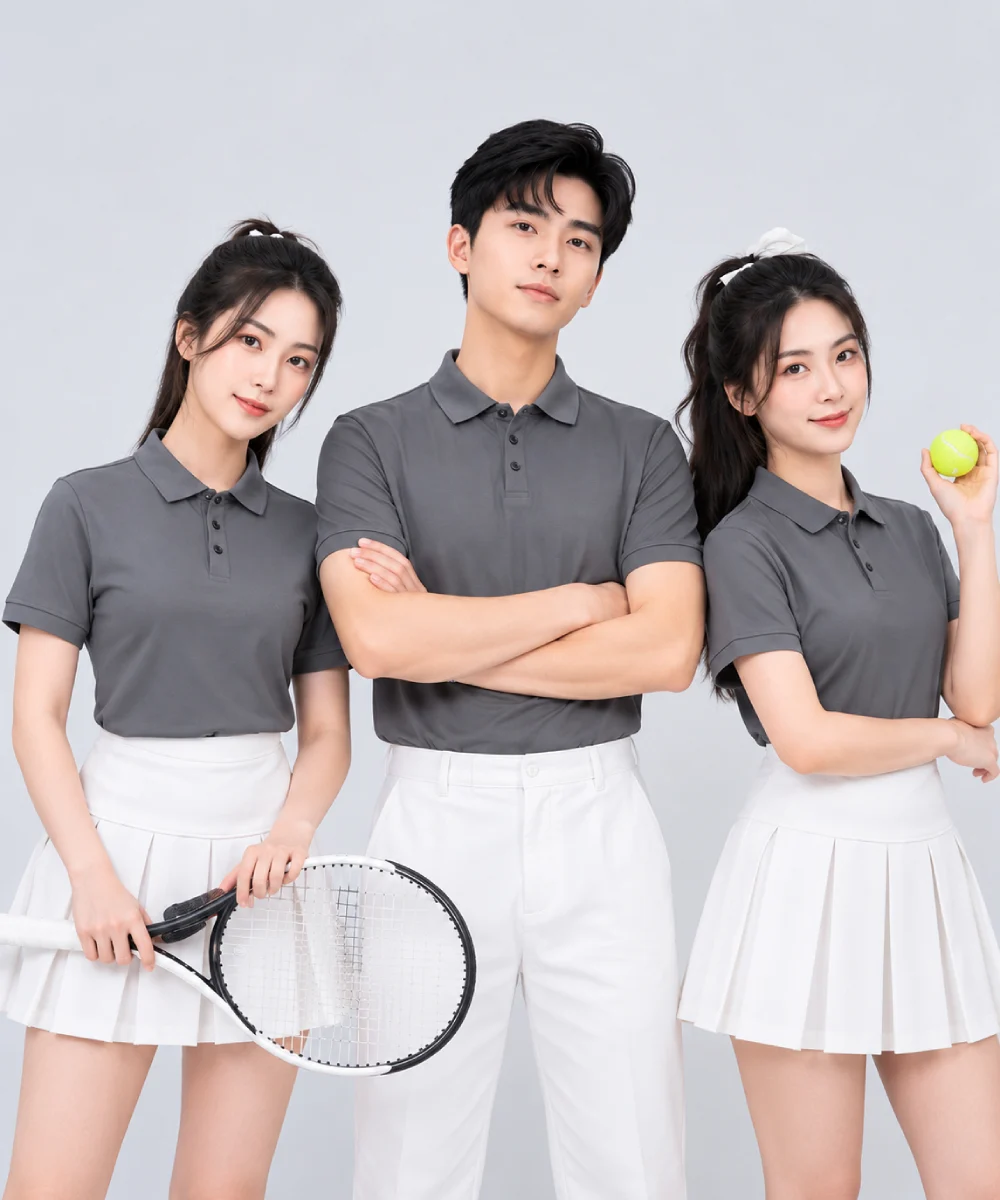 Áo Polo Đồng Phục Ngắn Tay Màu Xám Trơn