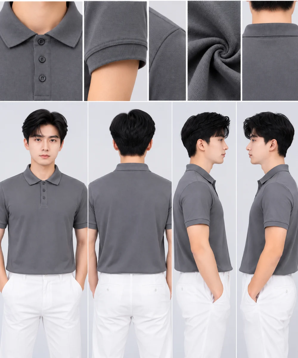 Áo Polo Đồng Phục Ngắn Tay Màu Xám Trơn