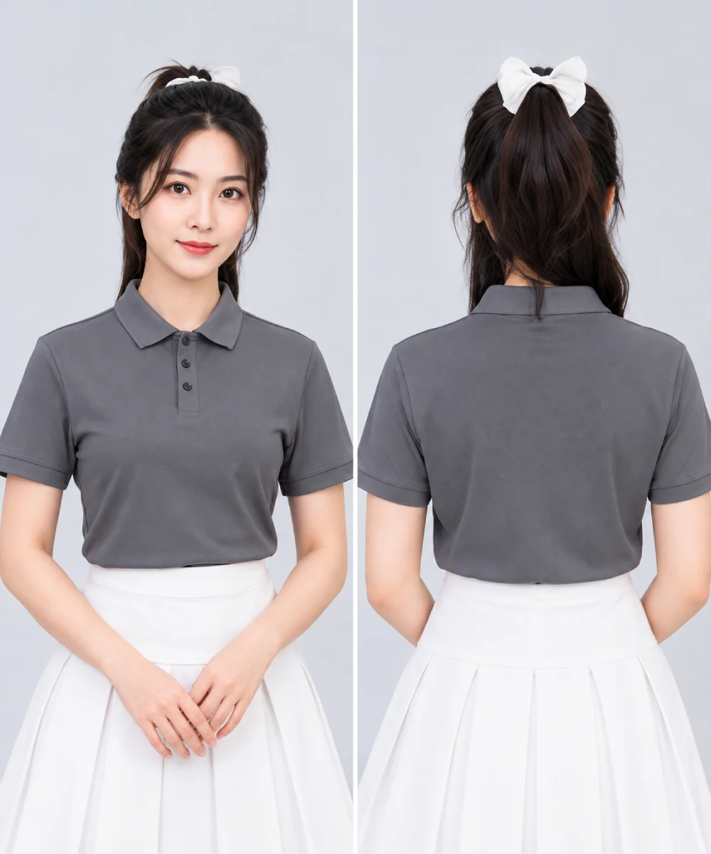 Áo Polo Đồng Phục Ngắn Tay Màu Xám Trơn