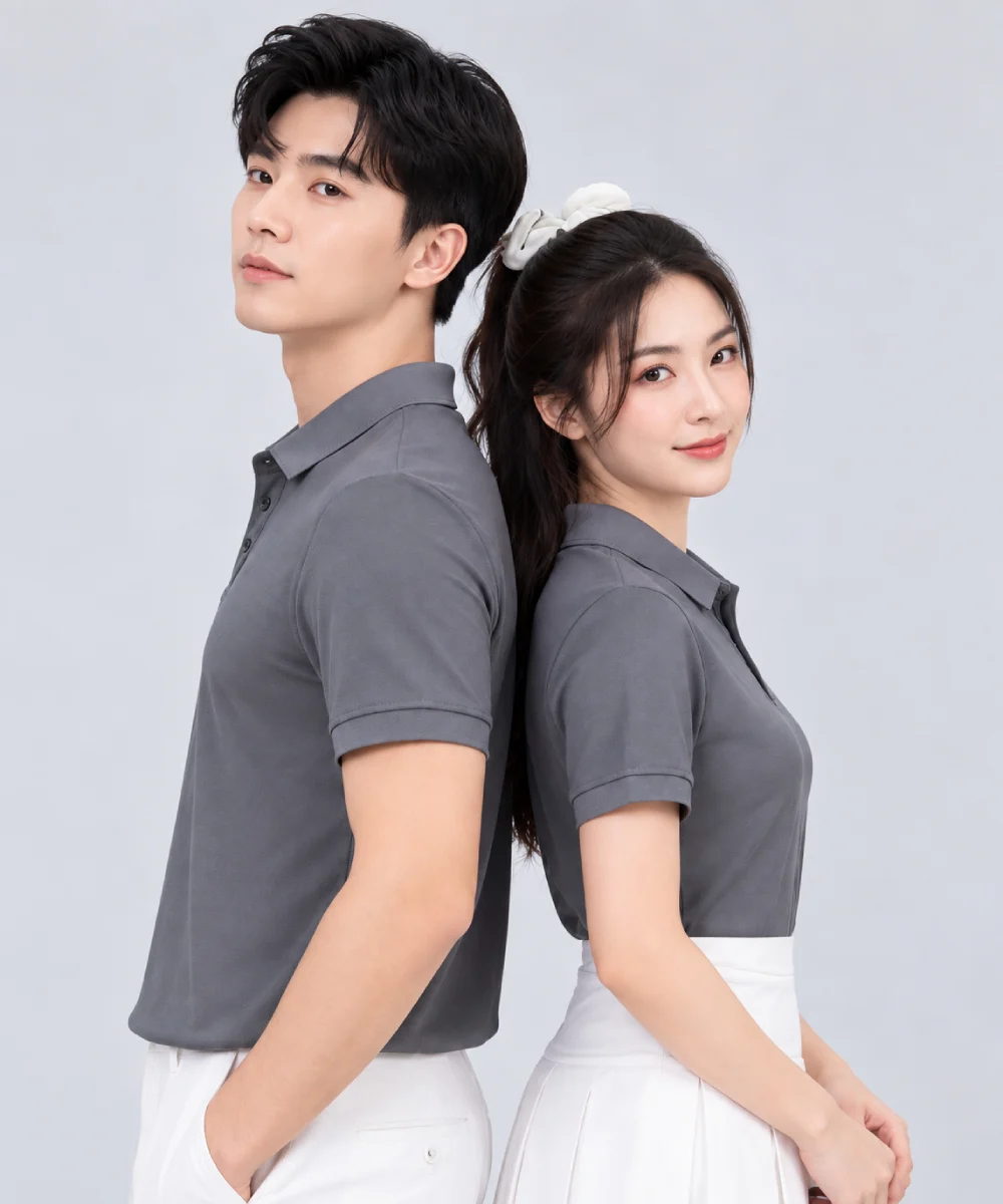 Áo Polo Đồng Phục Ngắn Tay Màu Xám Trơn