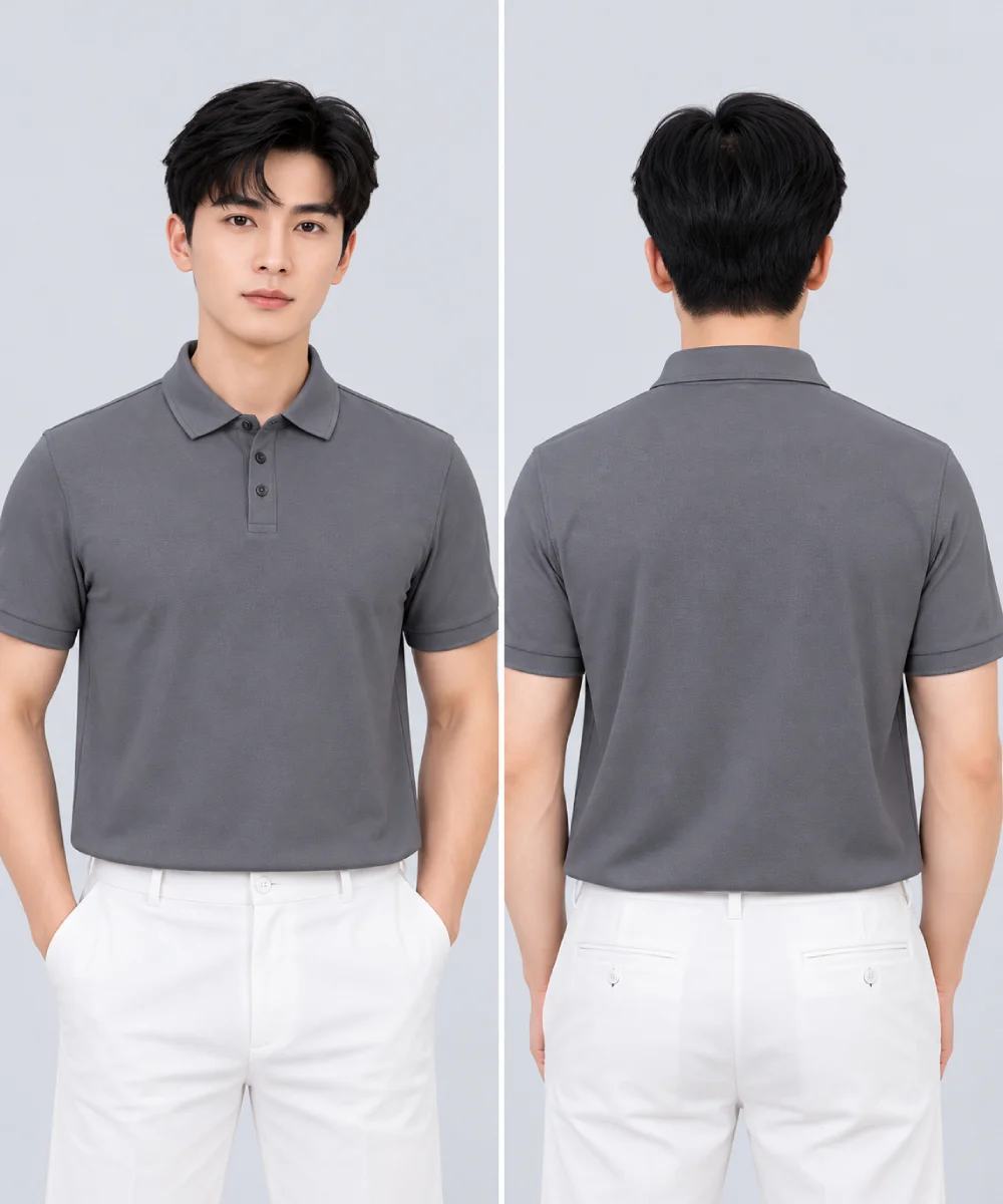 Áo Polo Đồng Phục Ngắn Tay Màu Xám Trơn