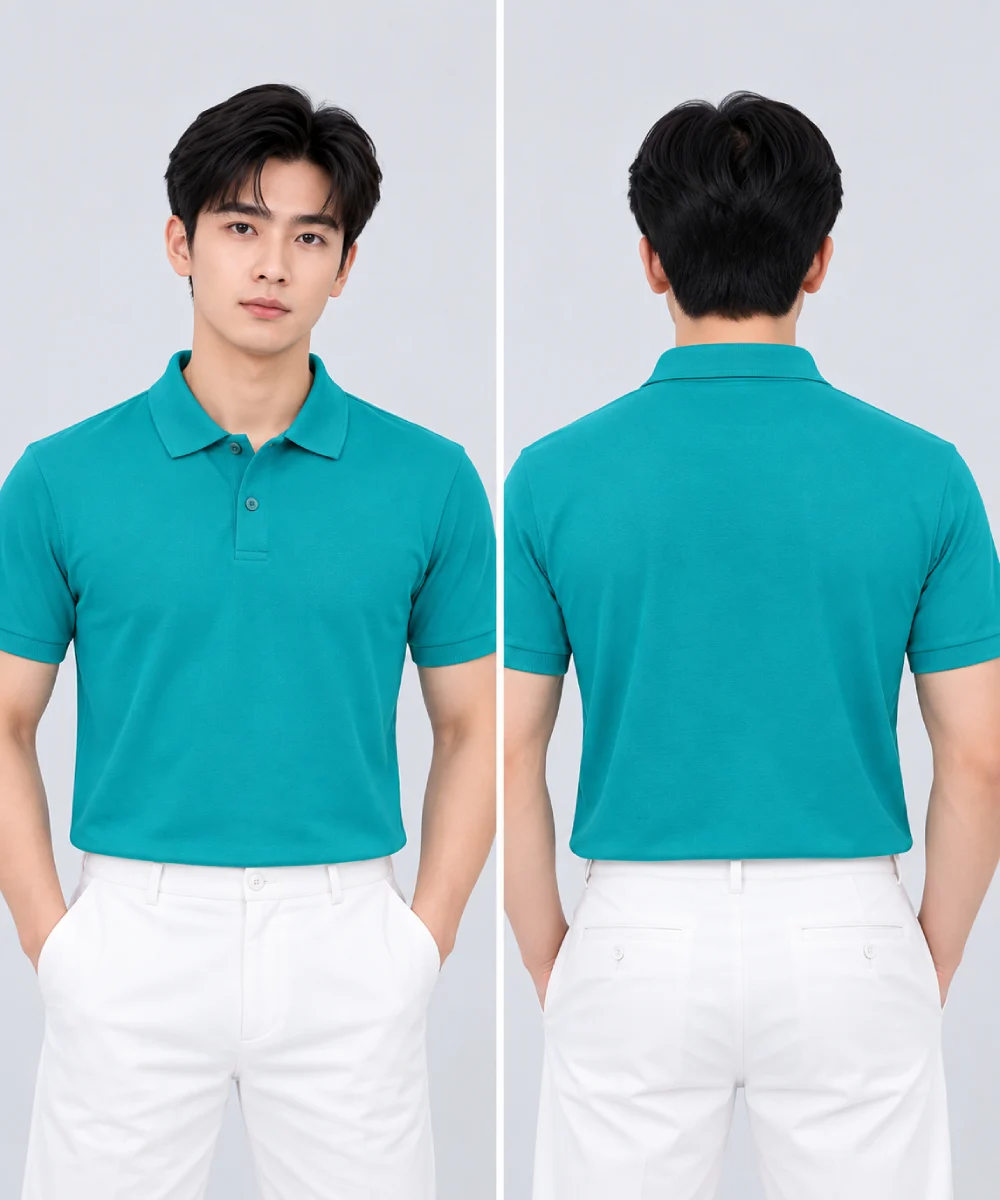 Áo Polo Đồng Phục Ngắn Tay Màu Xanh Ngọc Lam