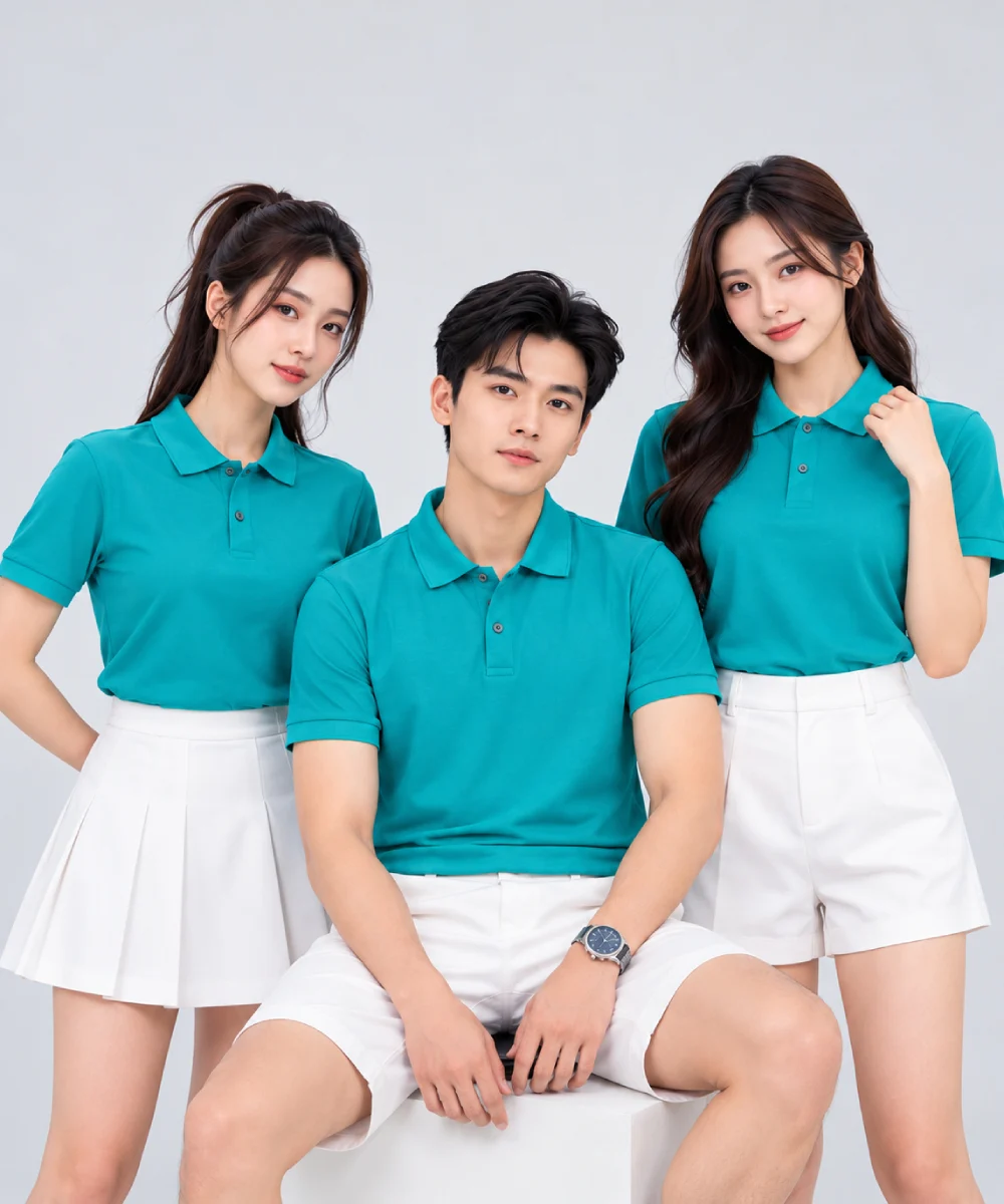 Áo Polo Đồng Phục Ngắn Tay Màu Xanh Ngọc Lam