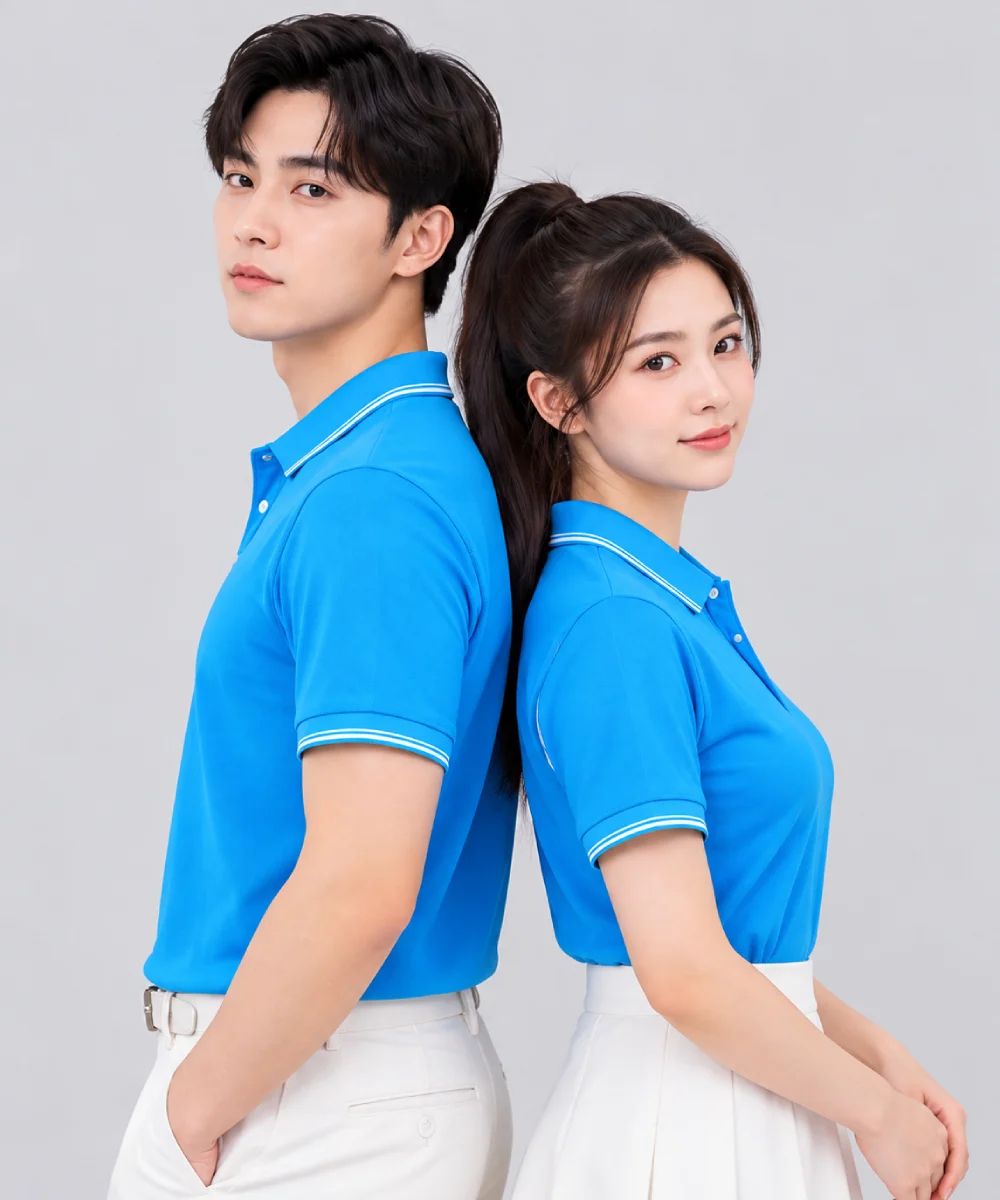 Áo Polo Đồng Phục Ngắn Tay Màu Xanh YA Viền Trắng