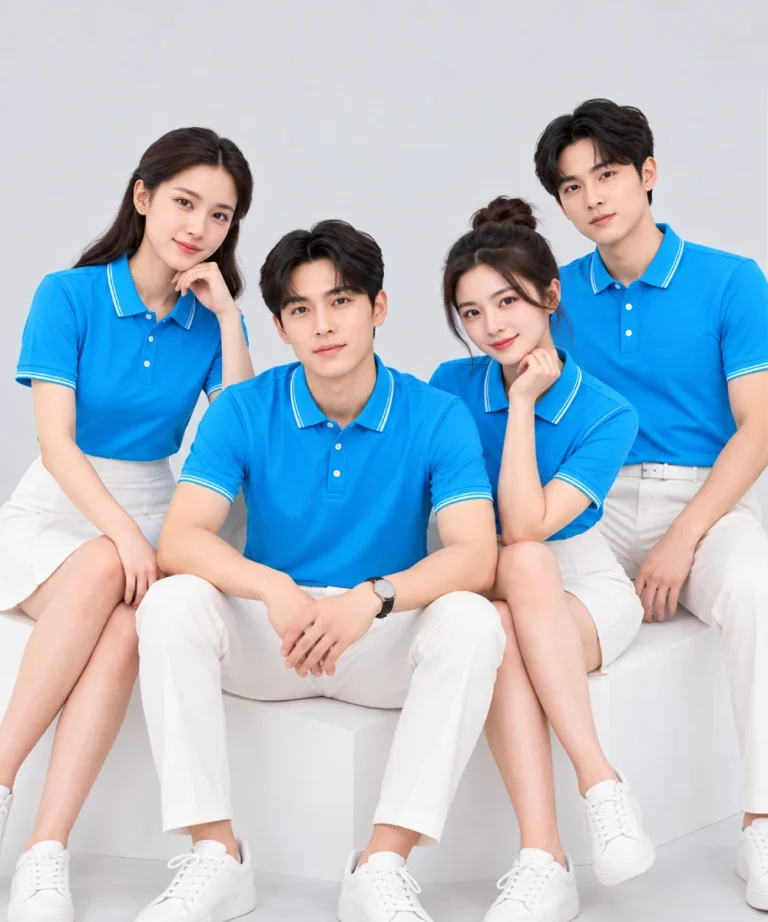 Áo Polo Đồng Phục Ngắn Tay Màu Xanh YA Viền Trắng