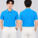 Áo Polo Đồng Phục Ngắn Tay Màu Xanh YA Viền Trắng