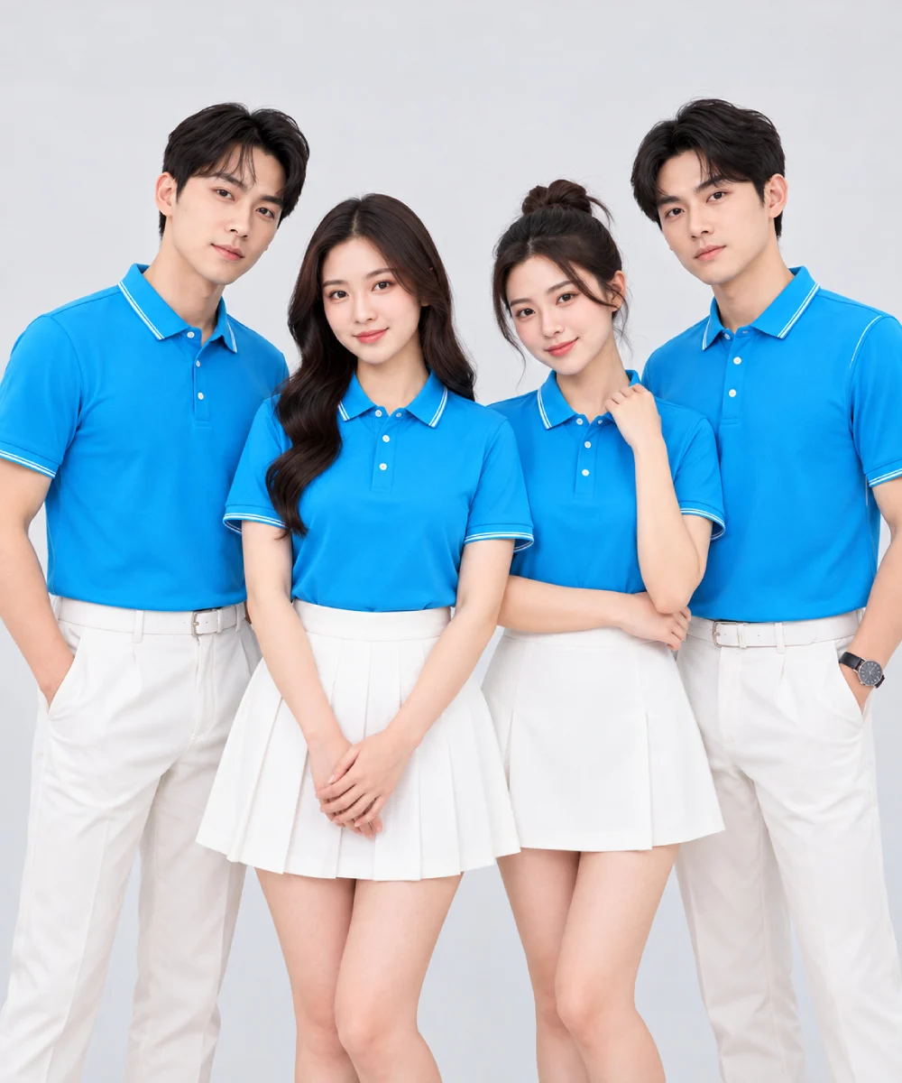 Áo Polo Đồng Phục Ngắn Tay Màu Xanh YA Viền Trắng