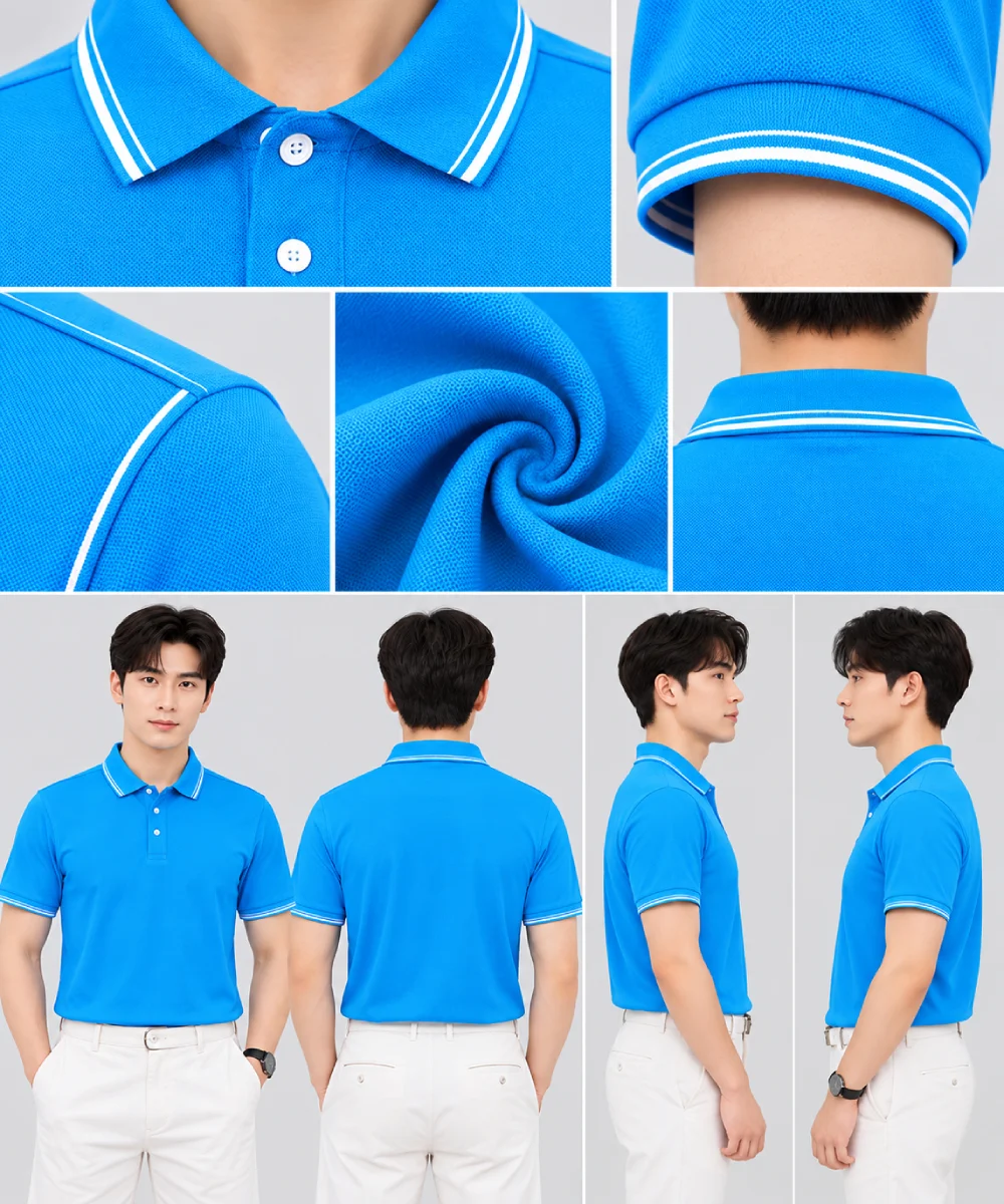 Áo Polo Đồng Phục Ngắn Tay Màu Xanh YA Viền Trắng