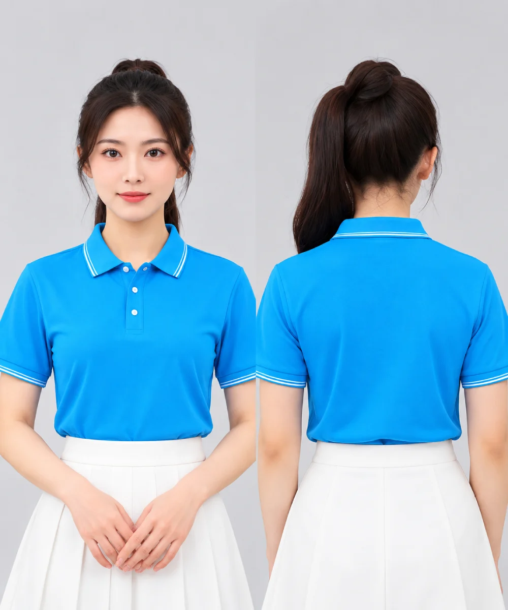 Áo Polo Đồng Phục Ngắn Tay Màu Xanh YA Viền Trắng
