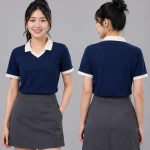 Áo Polo Đồng Phục Xanh Đen Cổ Tim Phối Be