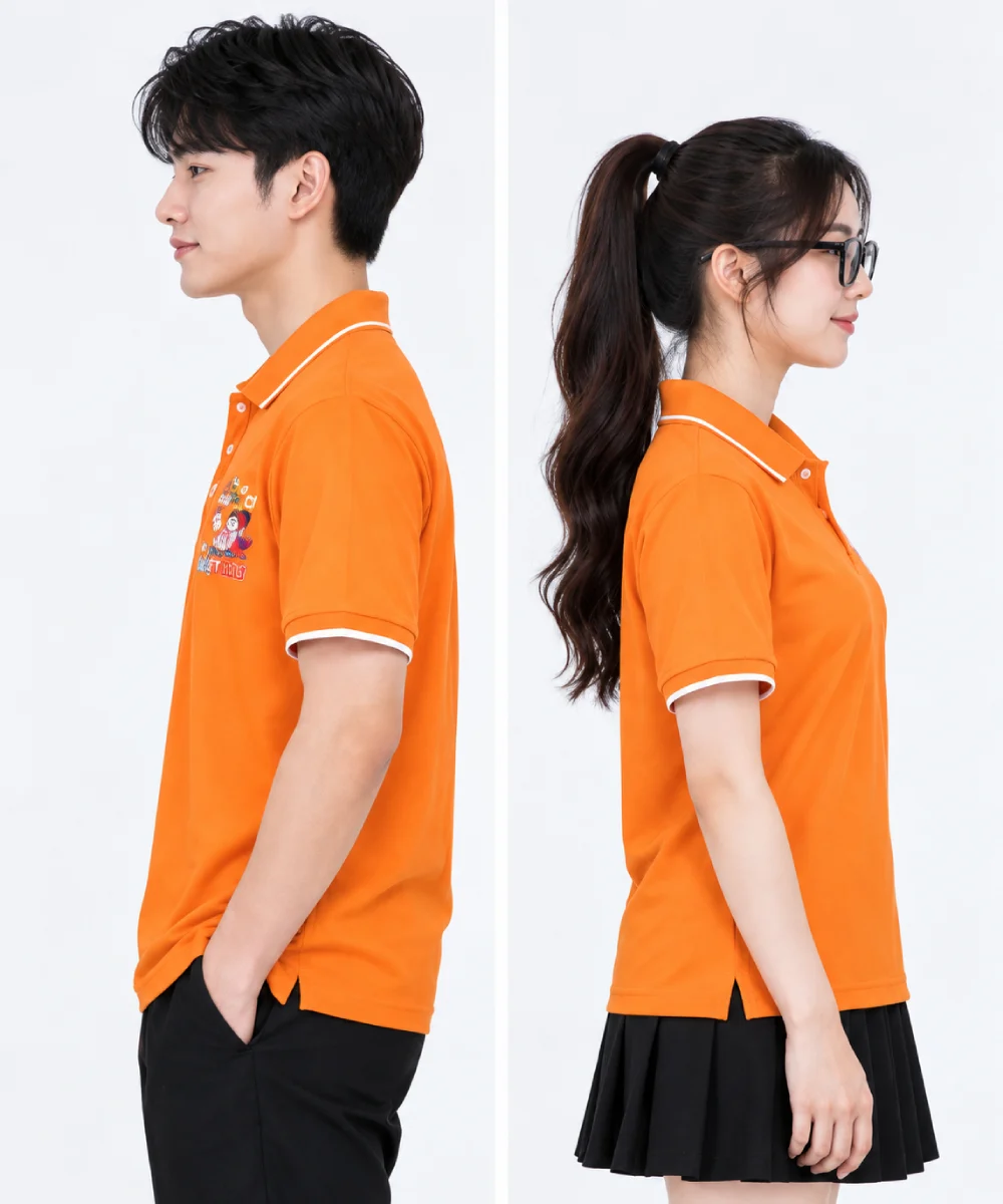 Áo Polo đồng phục Lớp màu cam viền trắng
