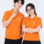 Áo Polo đồng phục Lớp màu cam viền trắng
