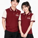 Áo Polo đồng phục Lớp màu đỏ phối trắng tay áo