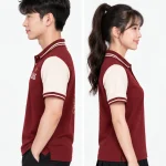 Áo Polo đồng phục Lớp màu đỏ phối trắng tay áo