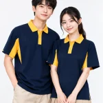 Áo Polo đồng phục Lớp oversize màu xanh đen cổ vàng