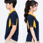 Áo Polo đồng phục Lớp oversize màu xanh đen cổ vàng