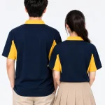 Áo Polo đồng phục Lớp oversize màu xanh đen cổ vàng