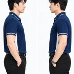 Áo Polo đồng phục công sở màu xanh đen phối trắng