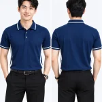 Áo Polo đồng phục công sở màu xanh đen phối trắng