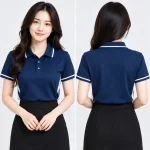 Áo Polo đồng phục công sở màu xanh đen phối trắng