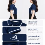 Áo Polo đồng phục công sở màu xanh đen phối trắng