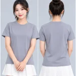 Áo Thun Đồng Phục Cổ Tròn Màu Xám Nhạt Trơn