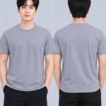 Áo Thun Đồng Phục Cổ Tròn Màu Xám Nhạt Trơn