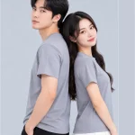 Áo Thun Đồng Phục Cổ Tròn Màu Xám Nhạt Trơn
