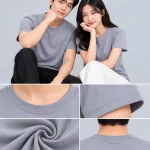 Áo Thun Đồng Phục Cổ Tròn Màu Xám Nhạt Trơn