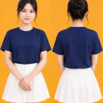 Áo Thun Đồng Phục Cổ Tròn Màu Xanh Đen Trơn