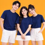 Áo Thun Đồng Phục Cổ Tròn Màu Xanh Đen Trơn