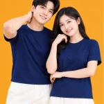 Áo Thun Đồng Phục Cổ Tròn Màu Xanh Đen Trơn