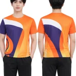 Áo Thun Đồng Phục Cổ Tròn Thể Thao Cam Tím