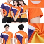 Áo Thun Đồng Phục Cổ Tròn Thể Thao Cam Tím