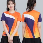 Áo Thun Đồng Phục Cổ Tròn Thể Thao Cam Tím