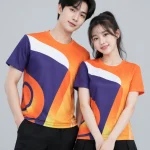 Áo Thun Đồng Phục Cổ Tròn Thể Thao Cam Tím
