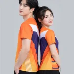 Áo Thun Đồng Phục Cổ Tròn Thể Thao Cam Tím