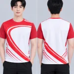 Áo Thun Đồng Phục Cổ Tròn Thể Thao Đỏ Trắng