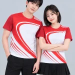 Áo Thun Đồng Phục Cổ Tròn Thể Thao Đỏ Trắng