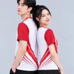Áo Thun Đồng Phục Cổ Tròn Thể Thao Đỏ Trắng