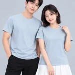 Áo Thun Đồng Phục Cổ Tròn Trơn Màu Xanh Pastel Nhạt