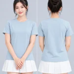 Áo Thun Đồng Phục Cổ Tròn Trơn Màu Xanh Pastel Nhạt