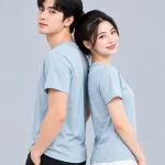 Áo Thun Đồng Phục Cổ Tròn Trơn Màu Xanh Pastel Nhạt