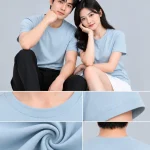 Áo Thun Đồng Phục Cổ Tròn Trơn Màu Xanh Pastel Nhạt
