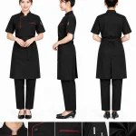 Áo bếp đồng phục ngắn tay màu đen hiện đại
